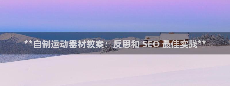 意昂3娱乐网站：**自制运动器材教案：反思和 SEO